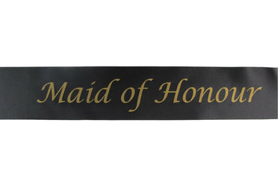 Hens Night Party Bridal Sash Black/Gold - Maid Of Honour