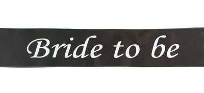 Hens Night Party Bridal Sash Black/White - Bride To Be