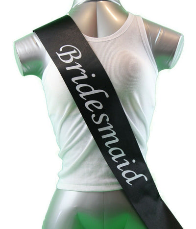 Hens Night Party Bridal Sash Black/White - Bridesmaid