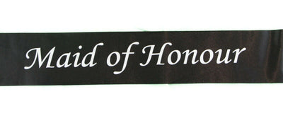 Hens Night Party Bridal Sash Black/White - Maid Of Honour