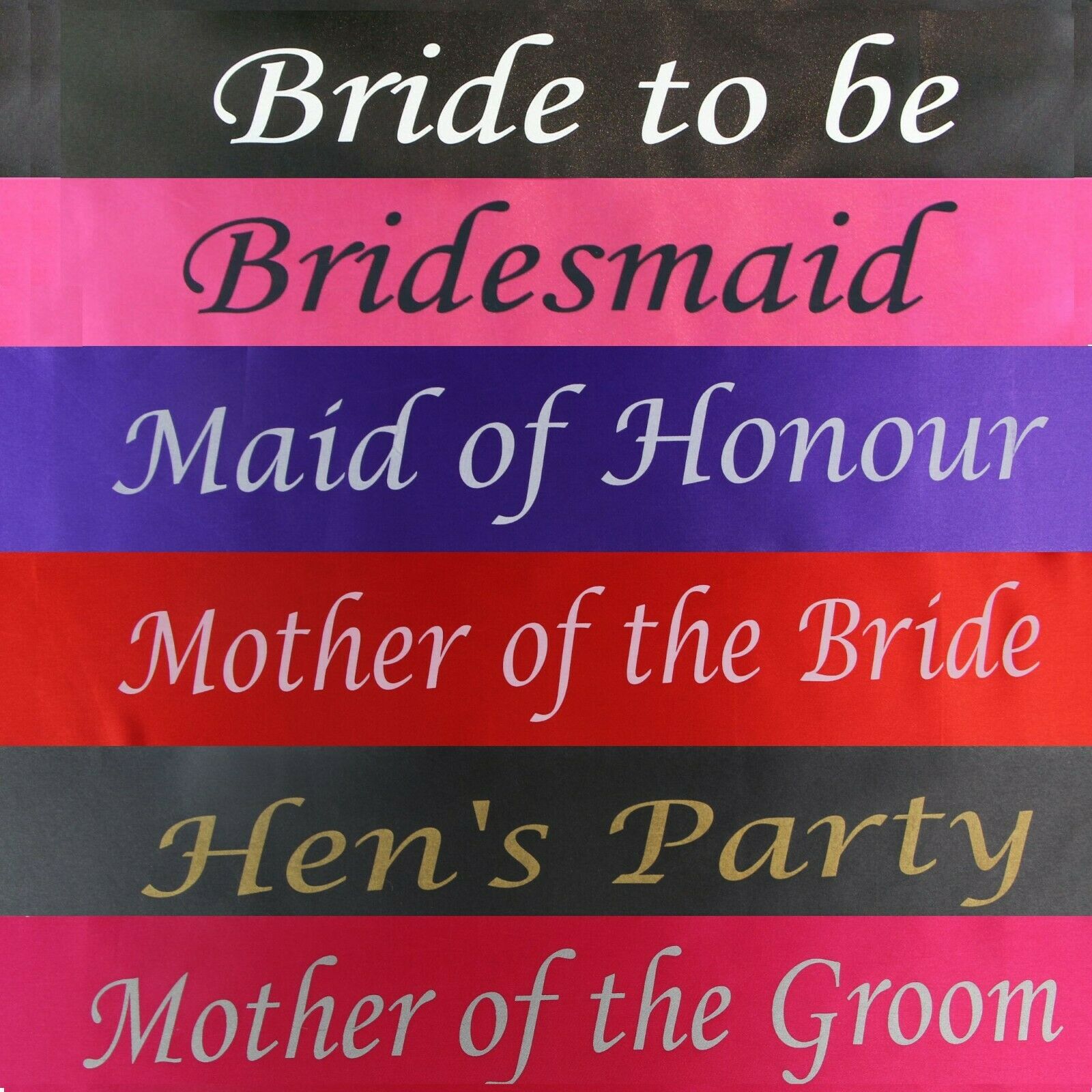 Hens Night Party Bridal Sash Bride Bridesmaid Maid Of Honour Groom Mother Sashes