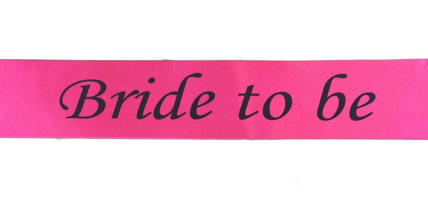 Hens Night Party Bridal Sash Hot Pink/Black - Bride To Be