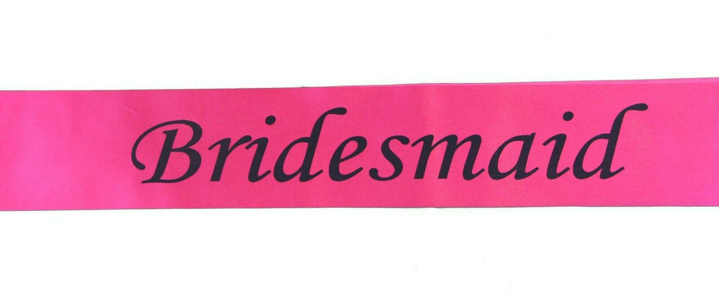 Hens Night Party Bridal Sash Hot Pink/Black - Bridesmaid