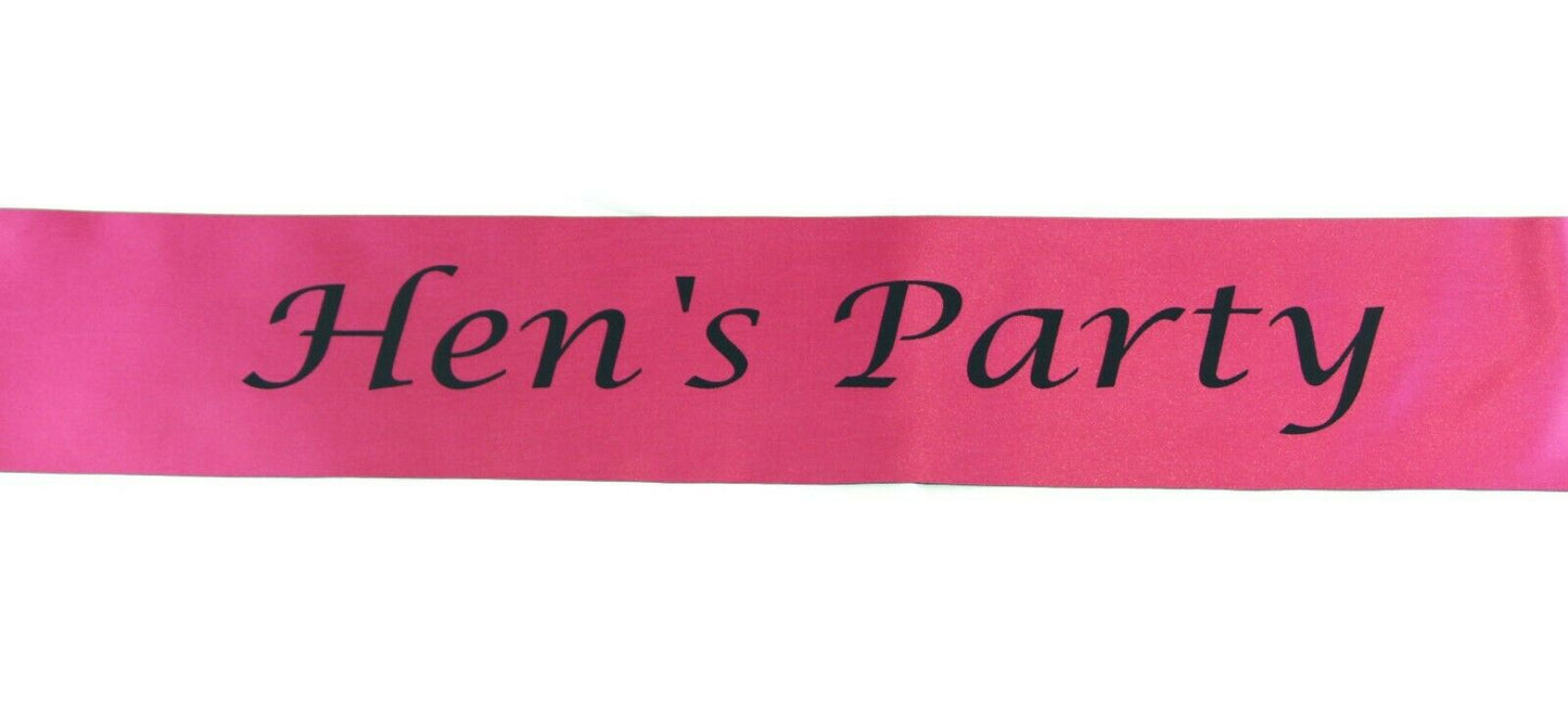 Hens Night Party Bridal Sash Hot Pink/Black - Hen's Party