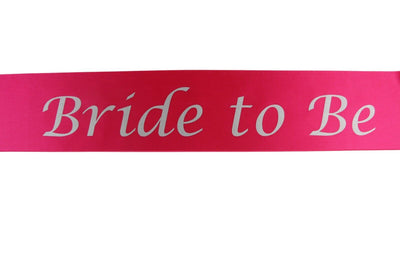 Hens Night Party Bridal Sash Hot Pink/Silver - Bride To Be