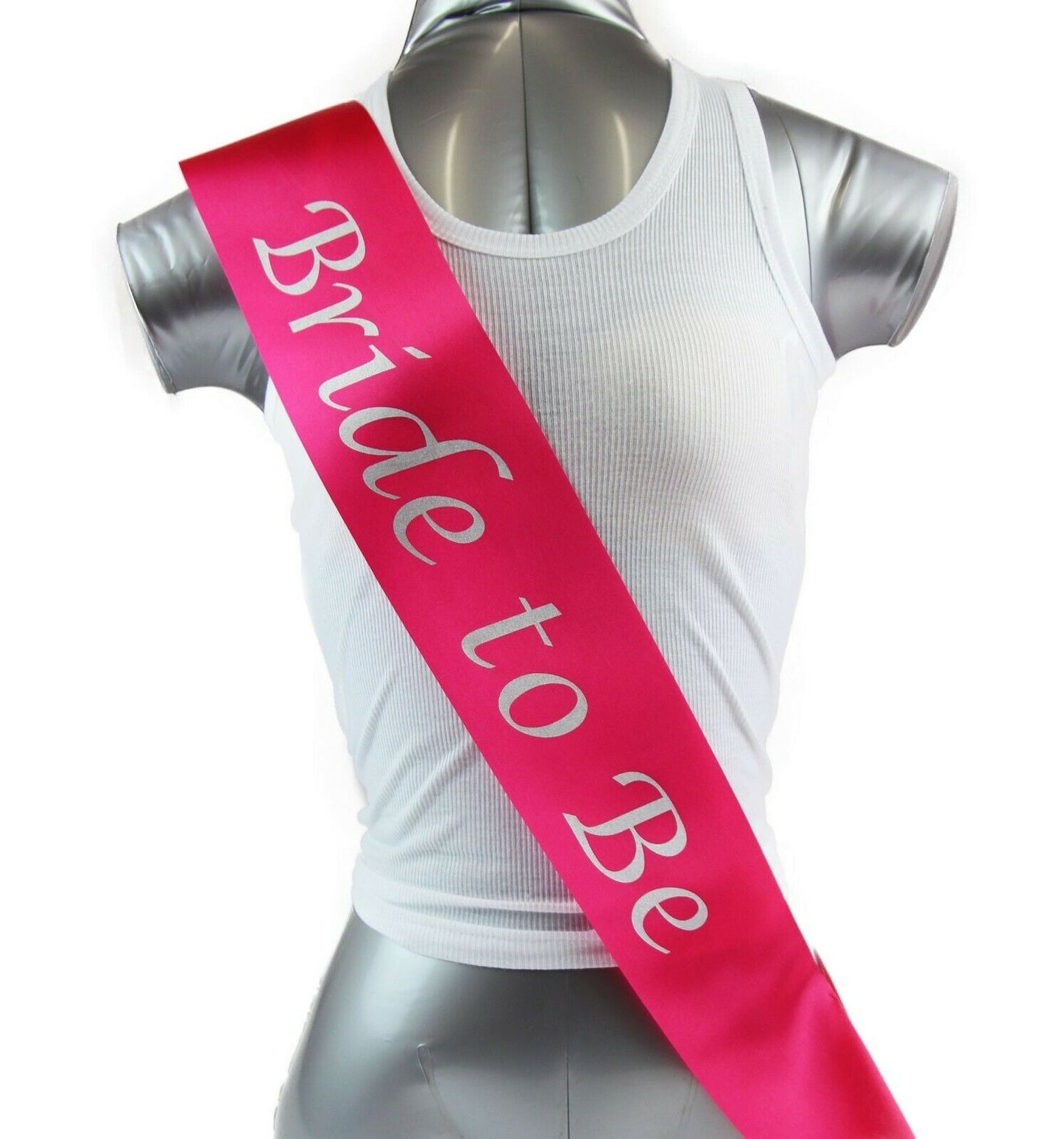 Hens Night Party Bridal Sash Hot Pink/Silver - Bride To Be