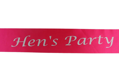 Hens Night Party Bridal Sash Hot Pink/Silver - Hen's Party