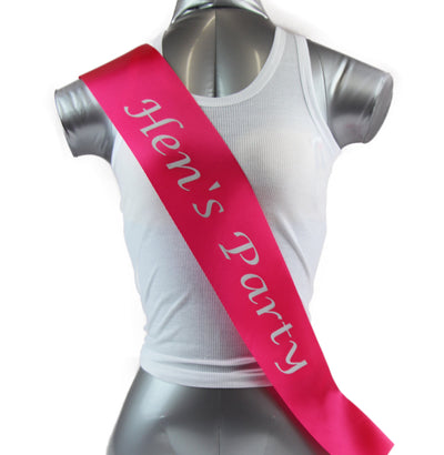 Hens Night Party Bridal Sash Hot Pink/Silver - Hen's Party