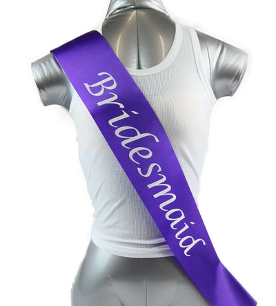 Hens Night Party Bridal Sash Purple/White - Bridesmaid