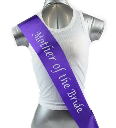 Hens Night Party Bridal Sash Purple/White - Mother Of The Bride