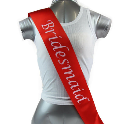 Hens Night Party Bridal Sash Red/White - Bridesmaid