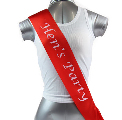 Hens Night Party Bridal Sash Red/White - Hen's Party