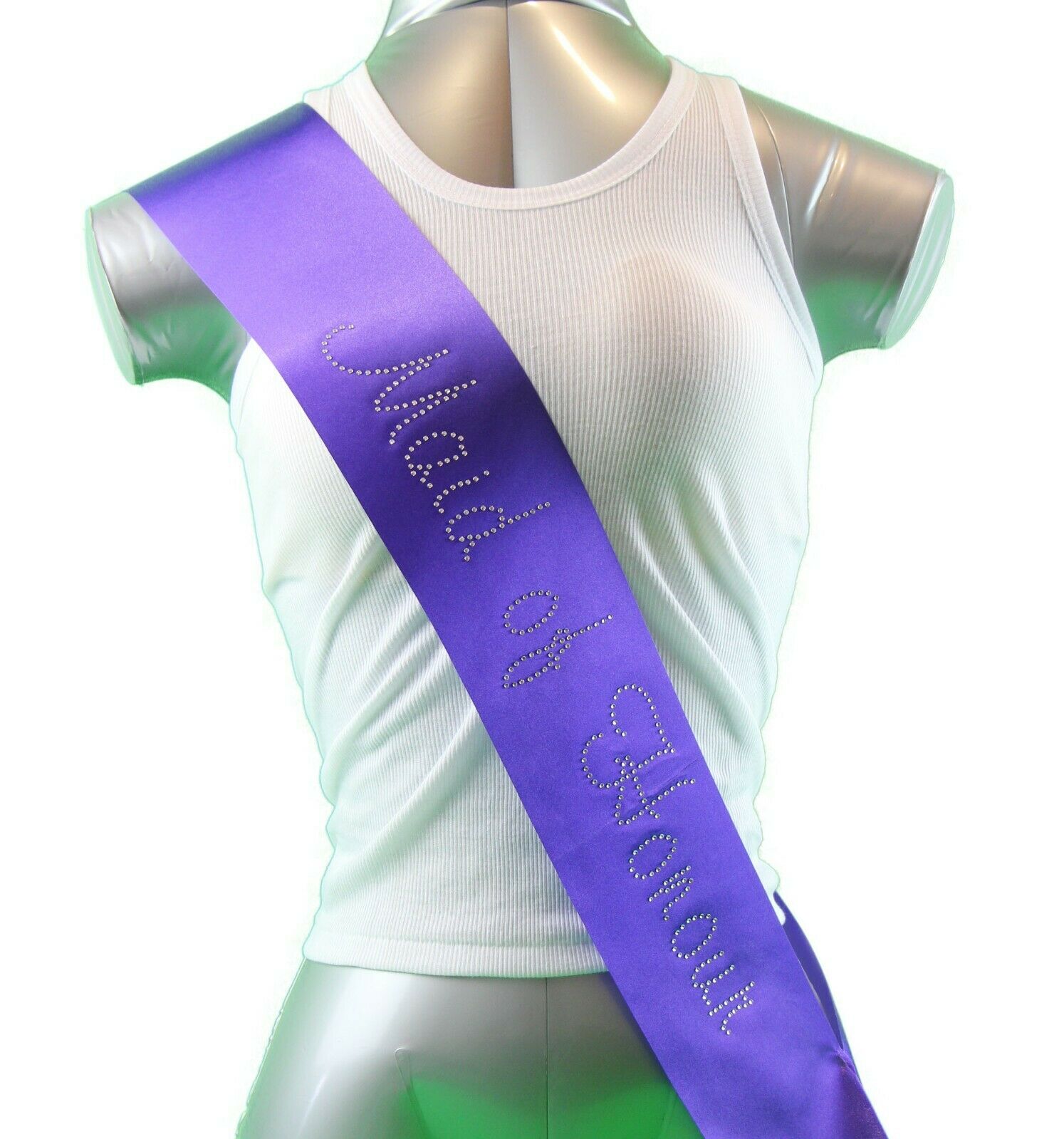 Hens Sash Diamante Crystal - Purple - Maid Of Honour