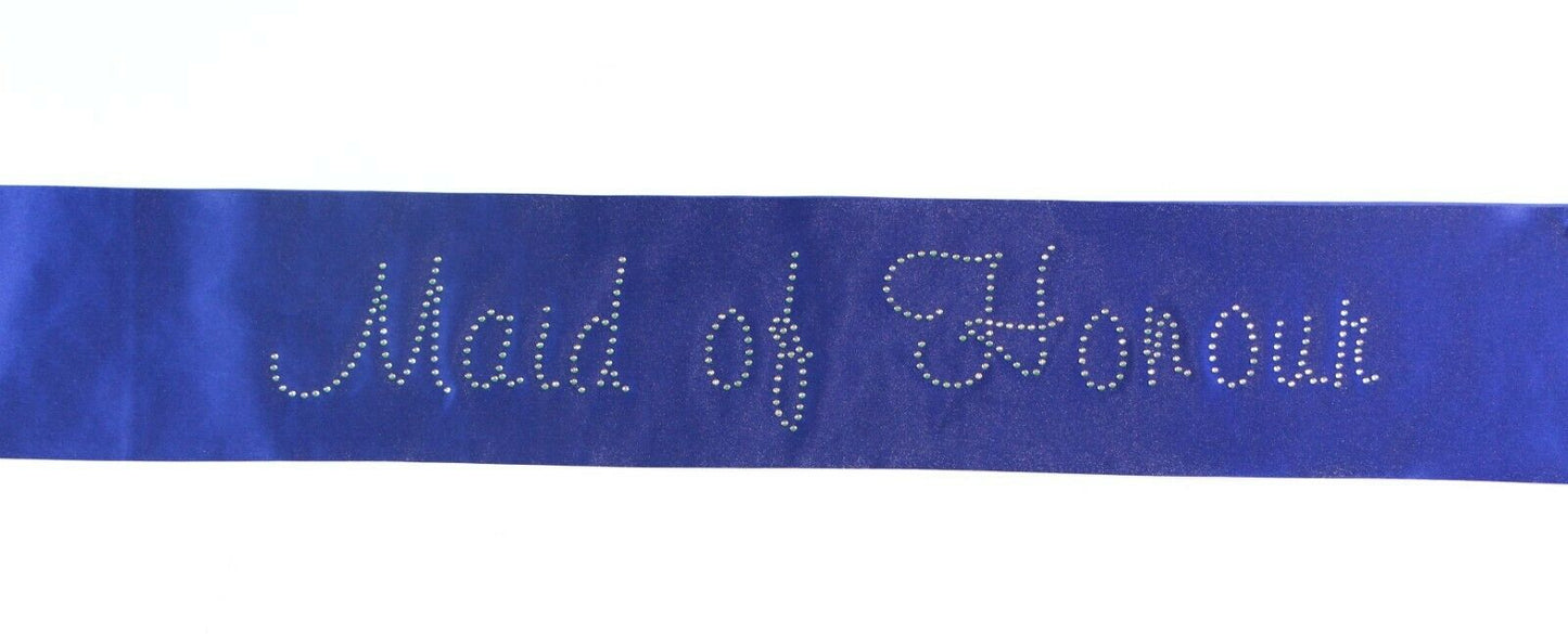 Hens Sash Diamante Crystal - Royal Blue - Maid Of Honour
