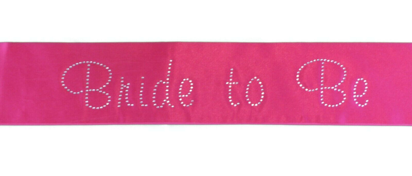 Hens Sash Diamante Crystal Sashes Bridal - Hot Pink