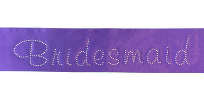 Hens Sash Diamante Crystal Sashes Bridesmaid- Purple