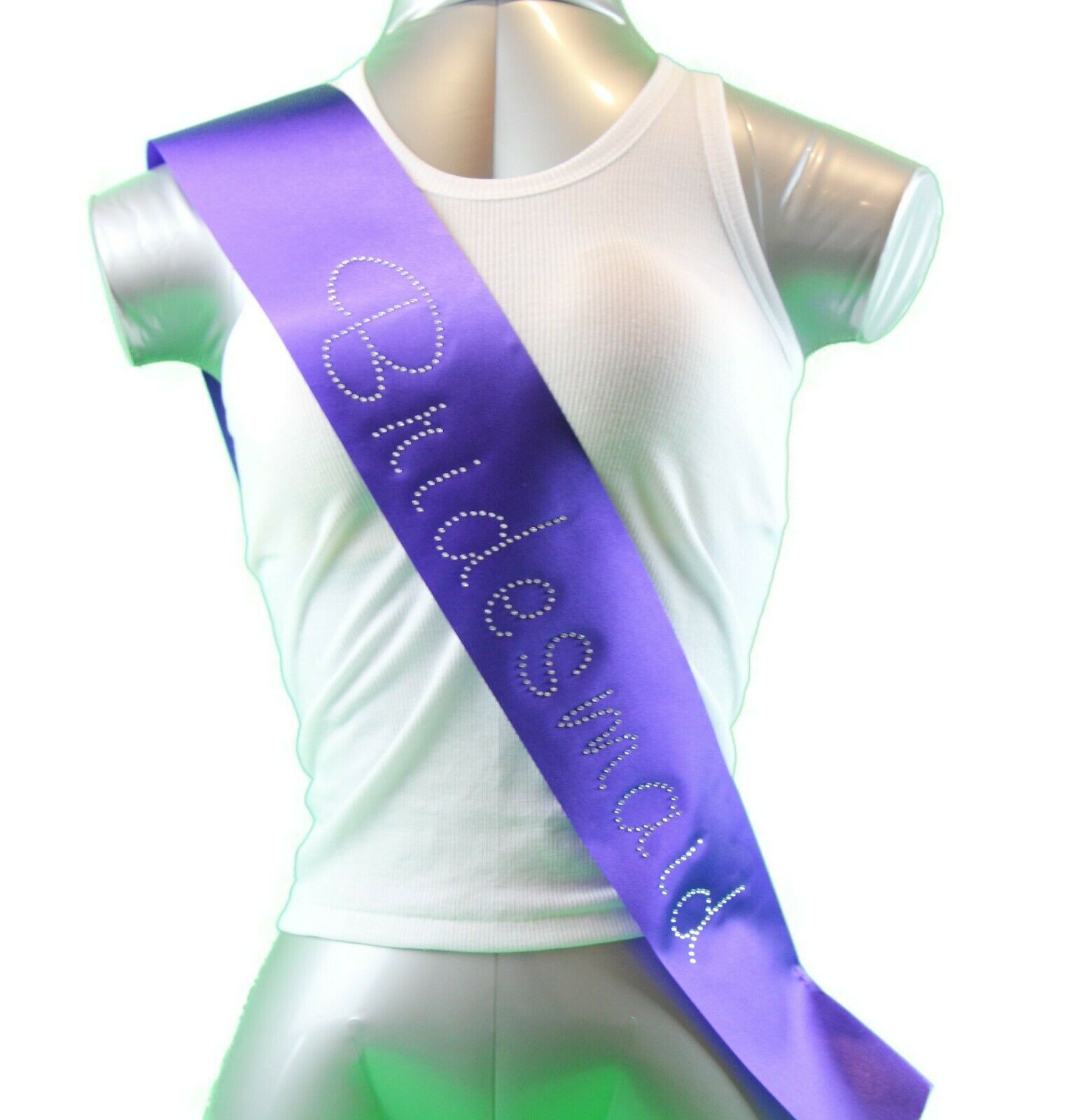 Hens Sash Diamante Crystal Sashes Bridesmaid- Purple