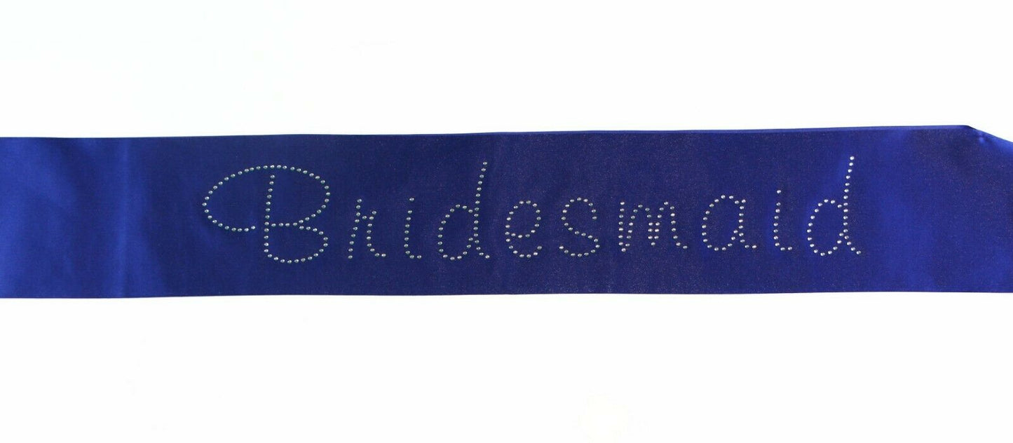 Hens Sash Diamante Crystal Sashes Bridesmaid- Royal Blue
