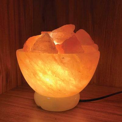 Himalayan Pink Salt Lamp - 12V 12W Fire Bowl Shape Carved Crystal Rock