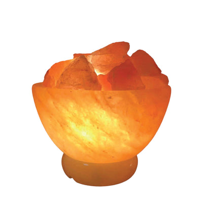 Himalayan Pink Salt Lamp - 12V 12W Fire Bowl Shape Carved Crystal Rock