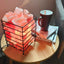 Himalayan Pink Salt Lamp - 12V 12W Iron Basket Rectangle Shape Carved Rock