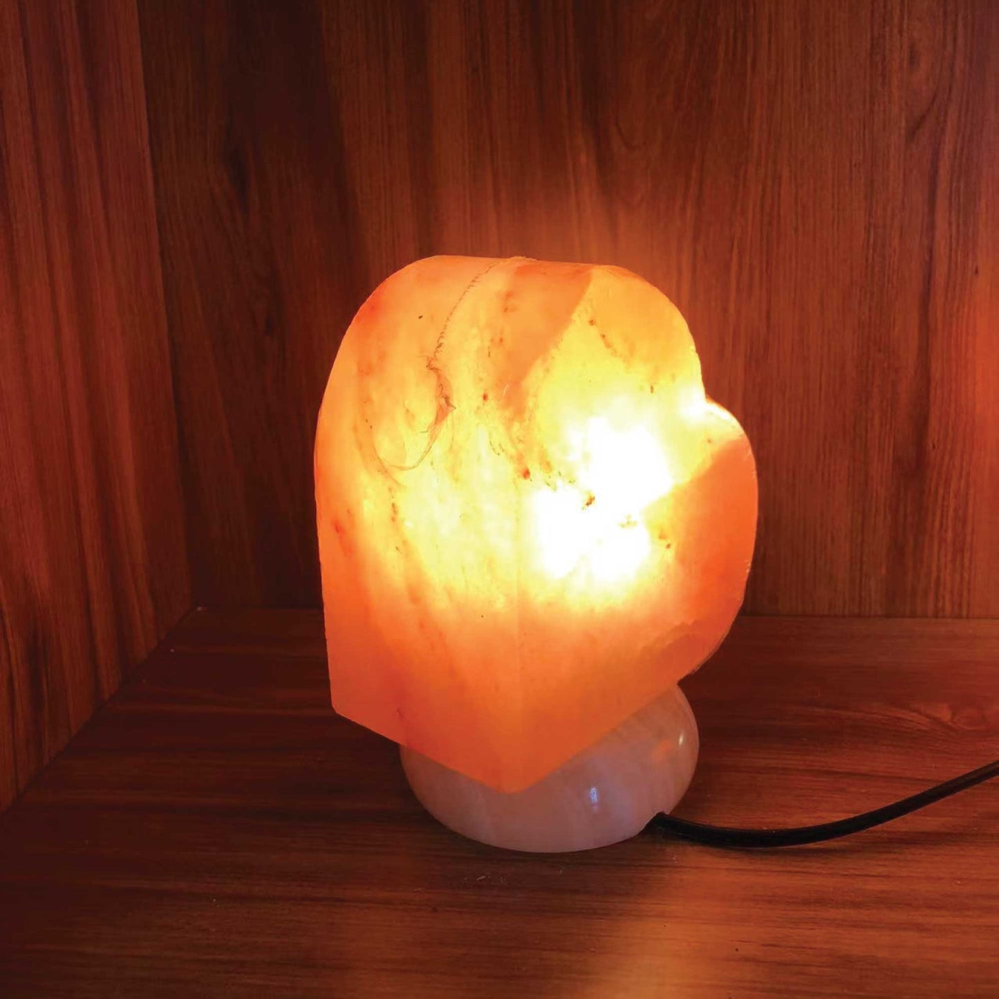 Himalayan Pink Salt Lamp - 12V 12W Love Heart Shape Carved Crystal Rock