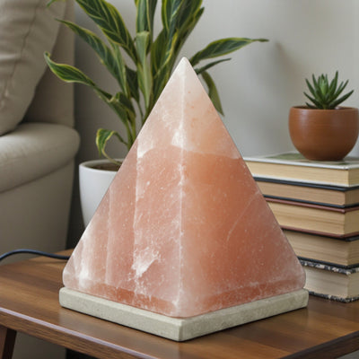 Himalayan Pink Salt Lamp - 12V 12W Pyramid Triangle Shape Carved Crystal Rock