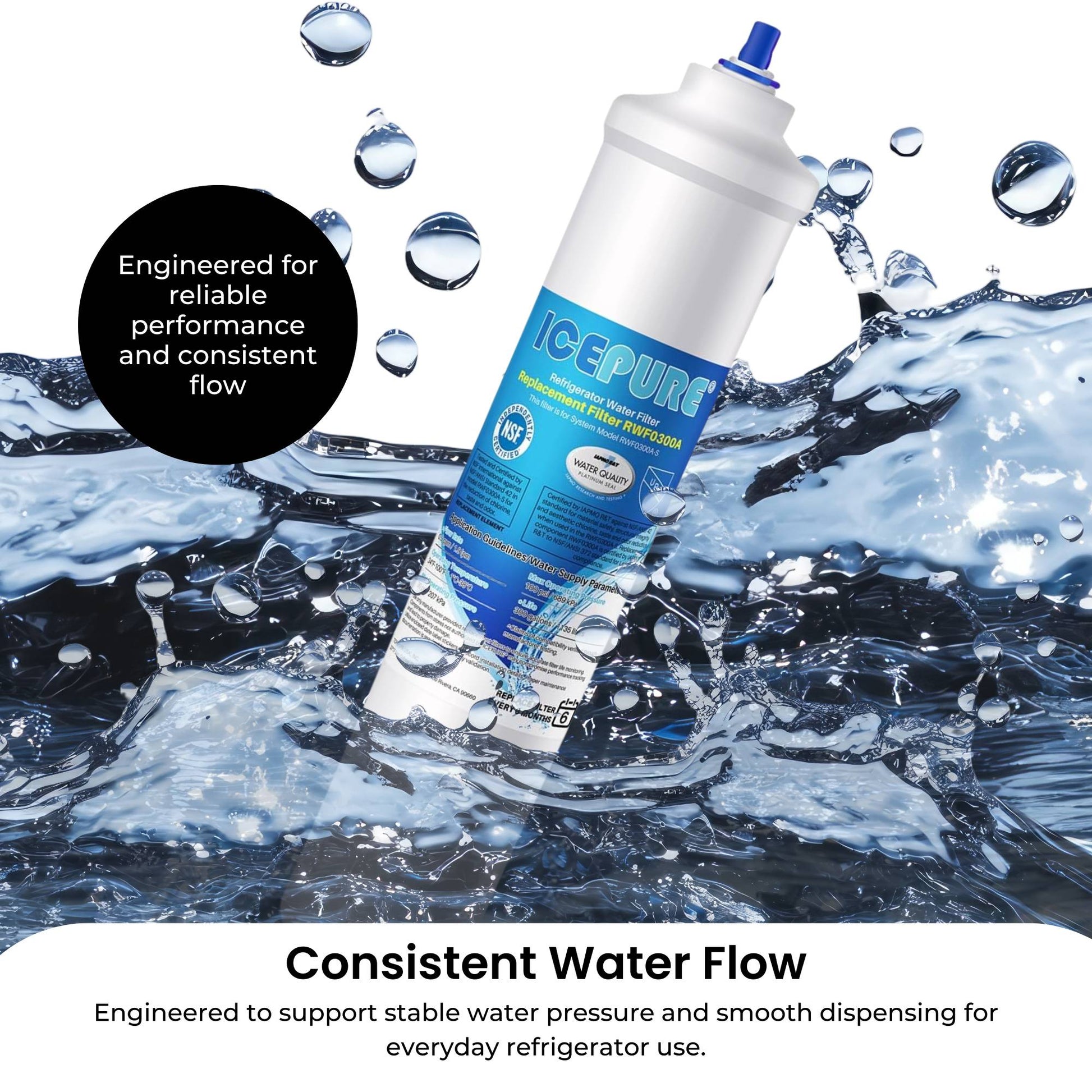 IcePure RWF0300A RFC0300A Inline Fridge Water Filter Replacement 1/4 Inch