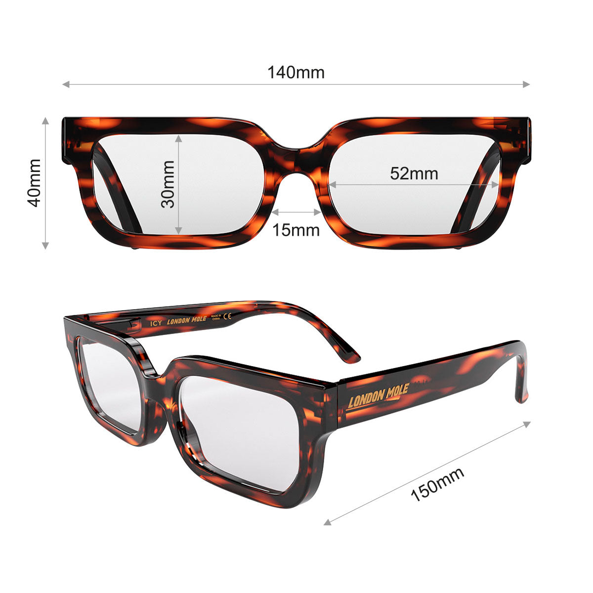 London Mole Icy Blue Blocker Glasses Gloss Tortoise Shell