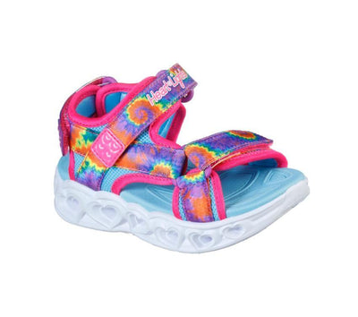 Infants Girls Skechers Lights: Heart Lights Sandal Hot Pink/Multi Toddler Shoes
