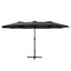 Instahut 4.57m Outdoor Umbrella Beach Pole Garden Tilt Black