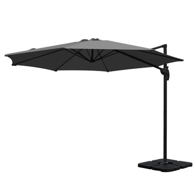Instahut Outdoor Umbrella 3m Base Cantilever Beach Stand Sun Roma Charcoal 50cm