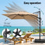 Instahut Outdoor Umbrella 3m Left-right Tilting Cantilever Patio Parasol Beige