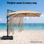 Instahut Outdoor Umbrella 3m Left-right Tilting Cantilever Patio Parasol Beige
