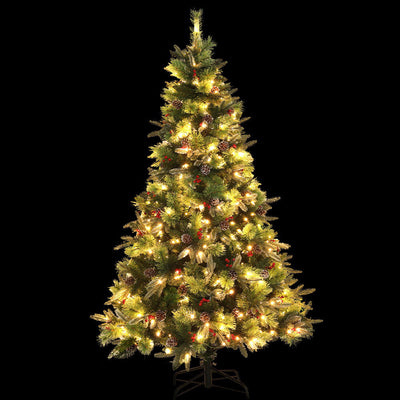 Jingle Jollys 2.1M Christmas Tree with Pine Cones Red Berries Prelit Warm Lights