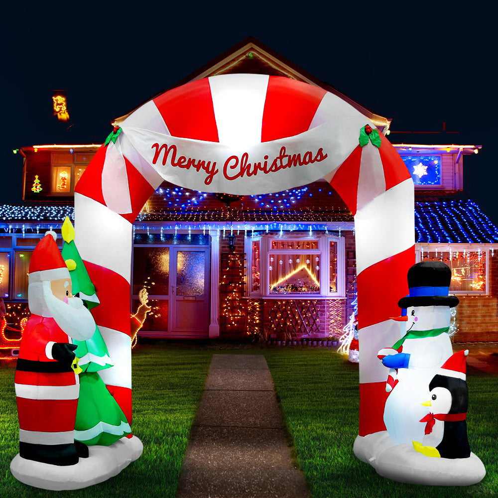 Jingle Jollys 3M Christmas Inflatable Archway with Santa Xmas Decor LED