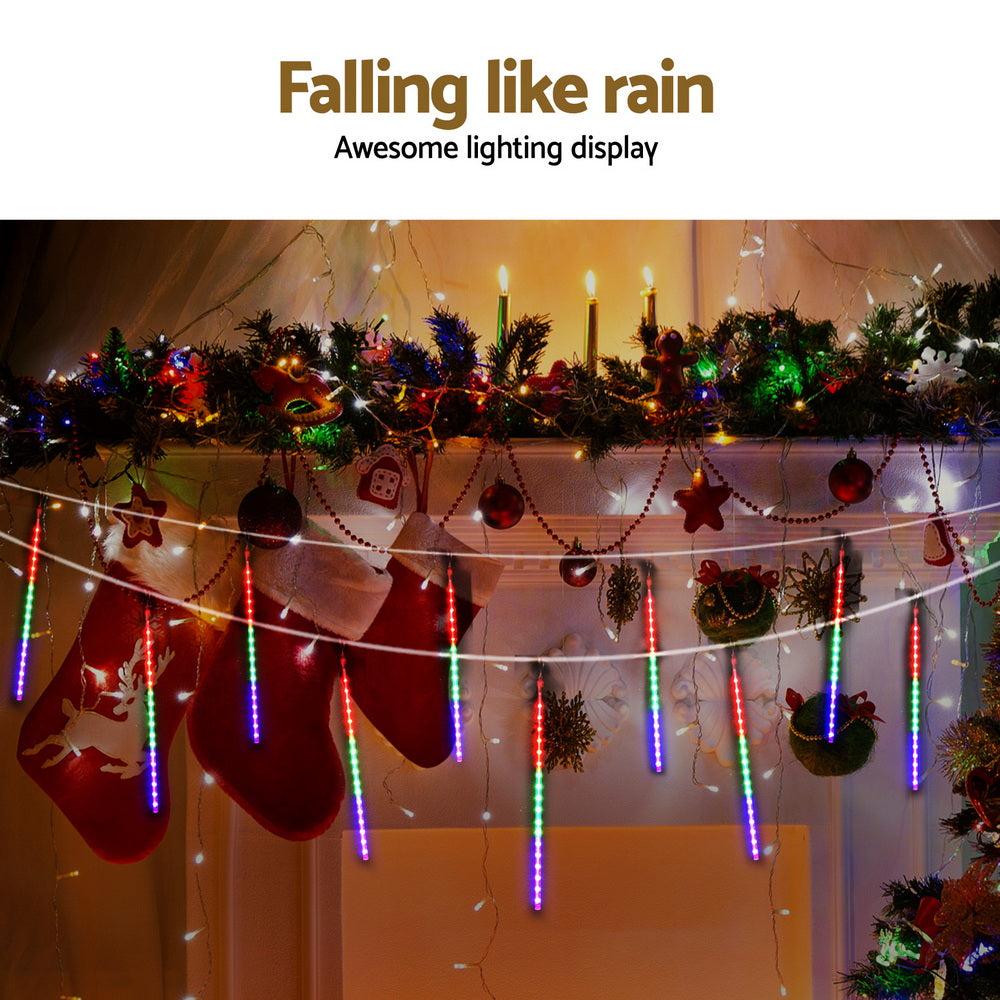 Jingle Jollys 7M Christmas Lights Shower Light 288 LED Icicle Falling Metor