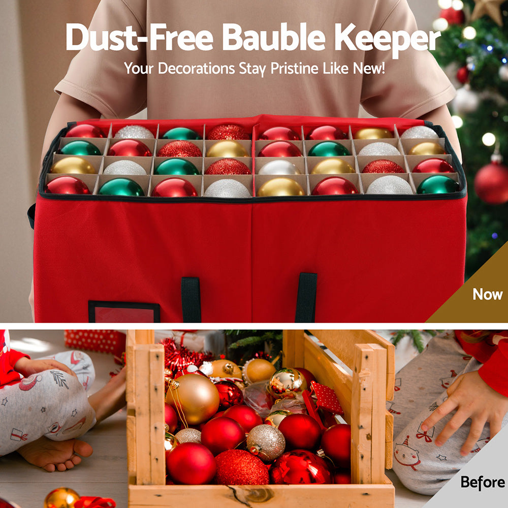 Jingle Jollys Christmas Baubles Storage Box 128 Slots Decor Ornaments Container