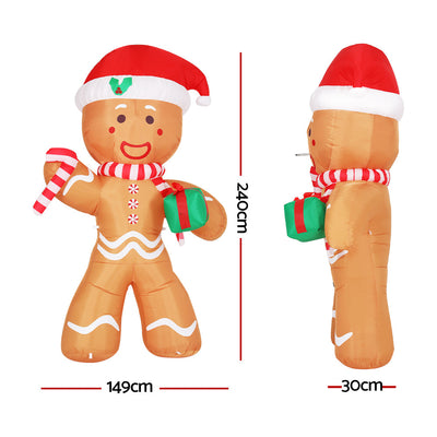 Jingle Jollys Christmas Inflatable Bear Doll 3M Outdoor Decorations Lights