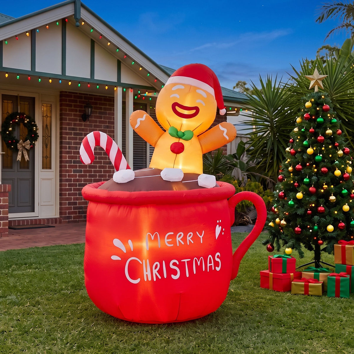 Jingle Jollys Christmas Inflatable Cup 1.8M Height LED Outdoor Decorations Illuminated