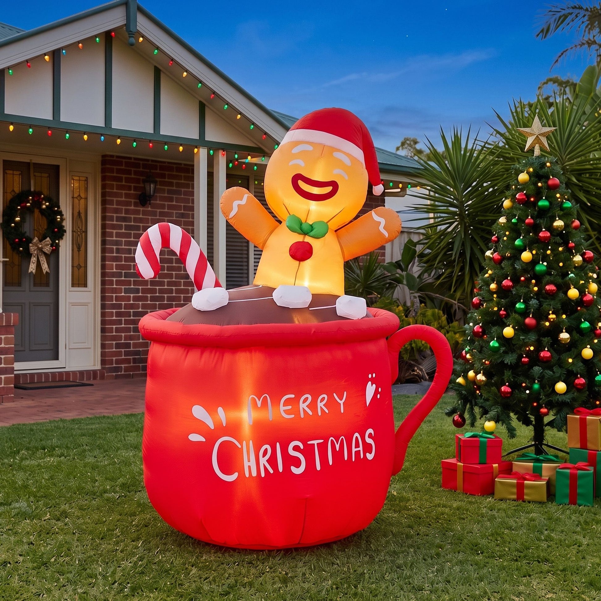 Jingle Jollys Christmas Inflatable Cup 1.8M Height LED Outdoor Decorations Illuminated