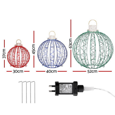 Jingle Jollys Christmas Lights 320 LED Fairy Light 3pcs Ball Decorations Set