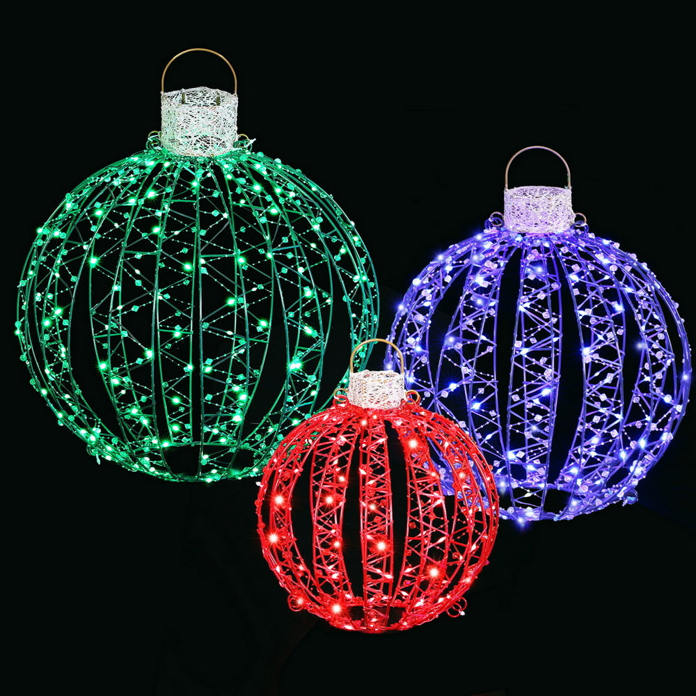 Jingle Jollys Christmas Lights 320 LED Fairy Light 3pcs Ball Decorations Set