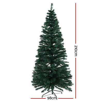 Jingle Jollys Christmas Tree 2.1M LED Xmas trees Optic Fibre Warm White