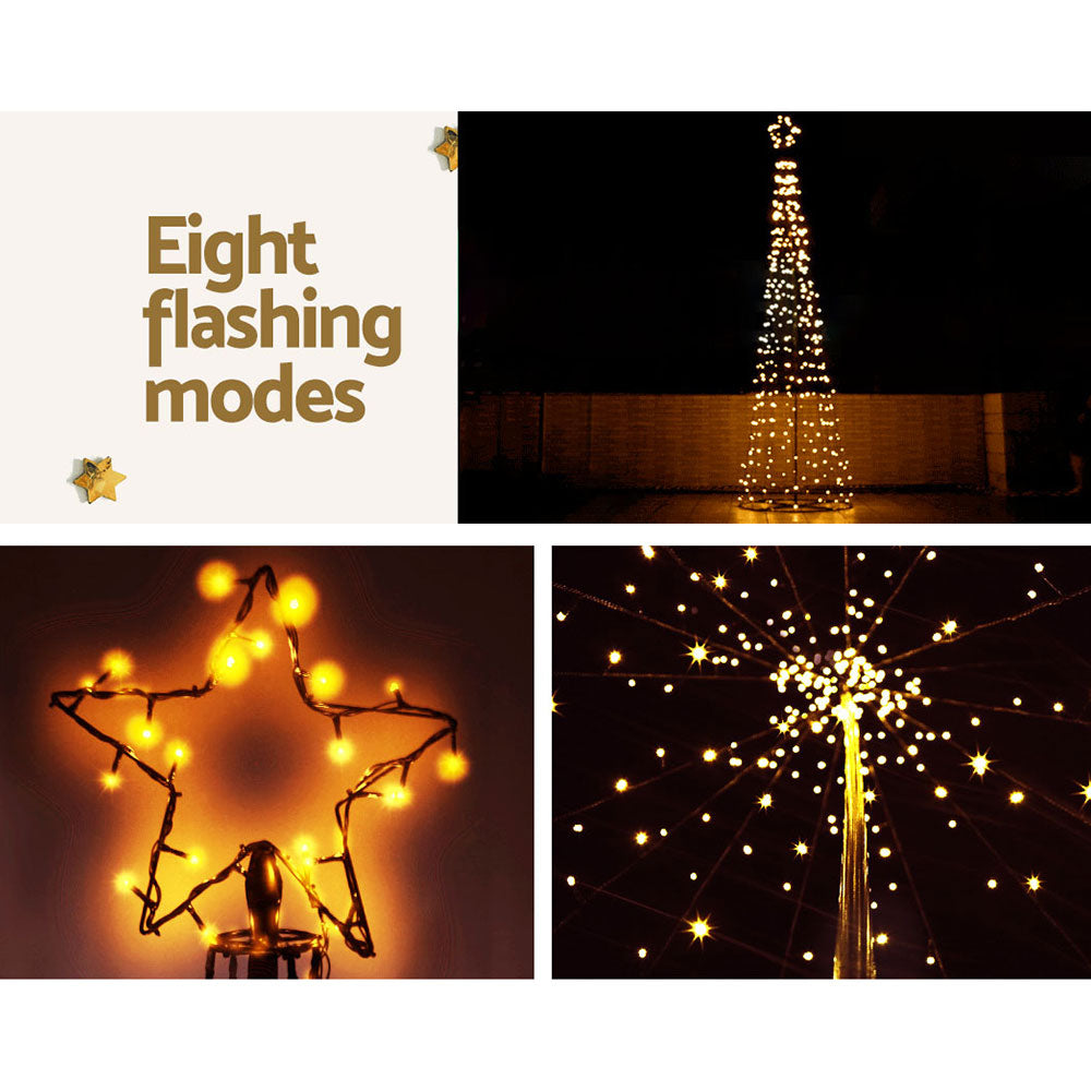 Jingle Jollys Solar Christmas Tree 3.6M LED Xmas Tree 8 Light Modes Warm White
