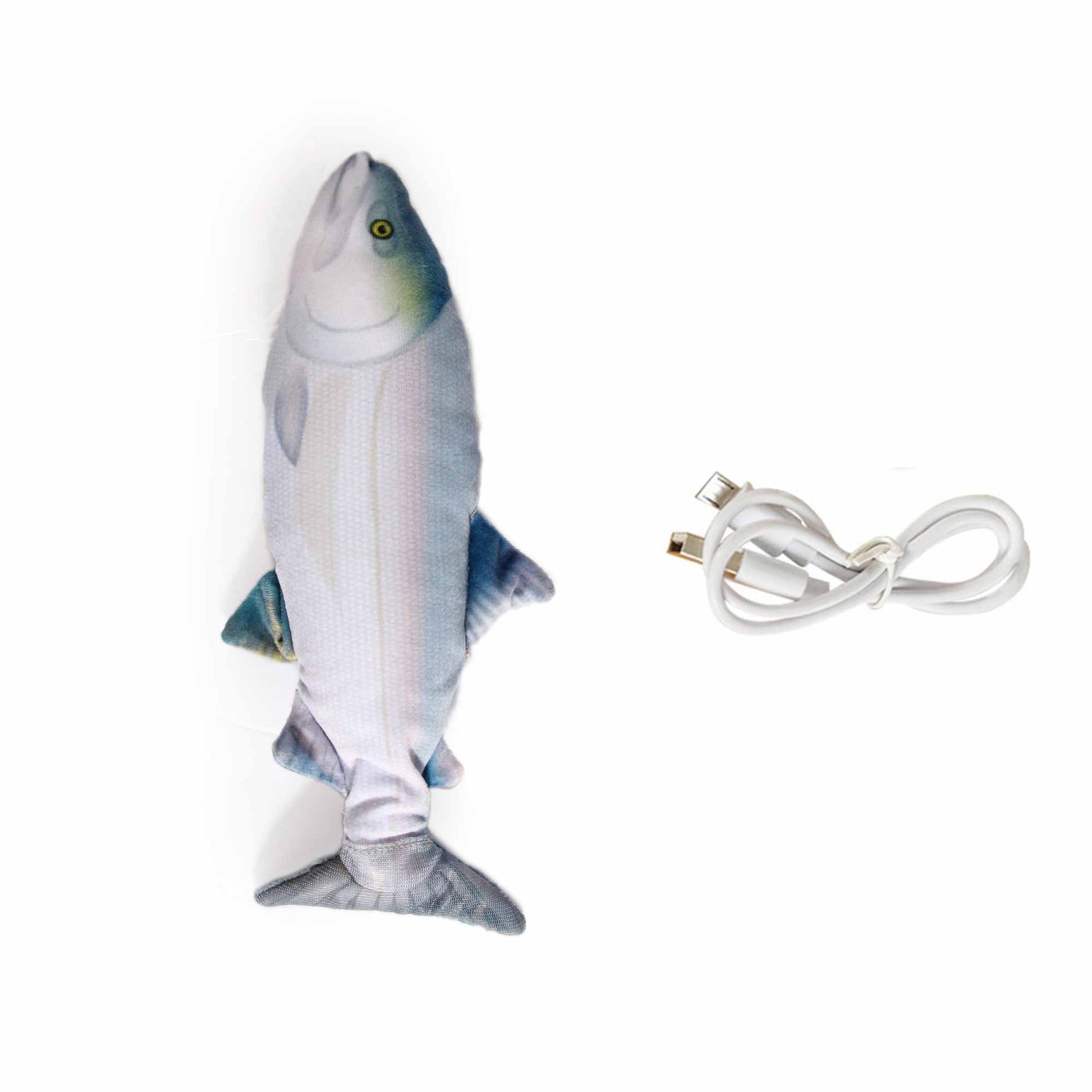 Jittering Sardine Cat Toy Flopping Dancing Fish + Catnip Silvervine Electric USB