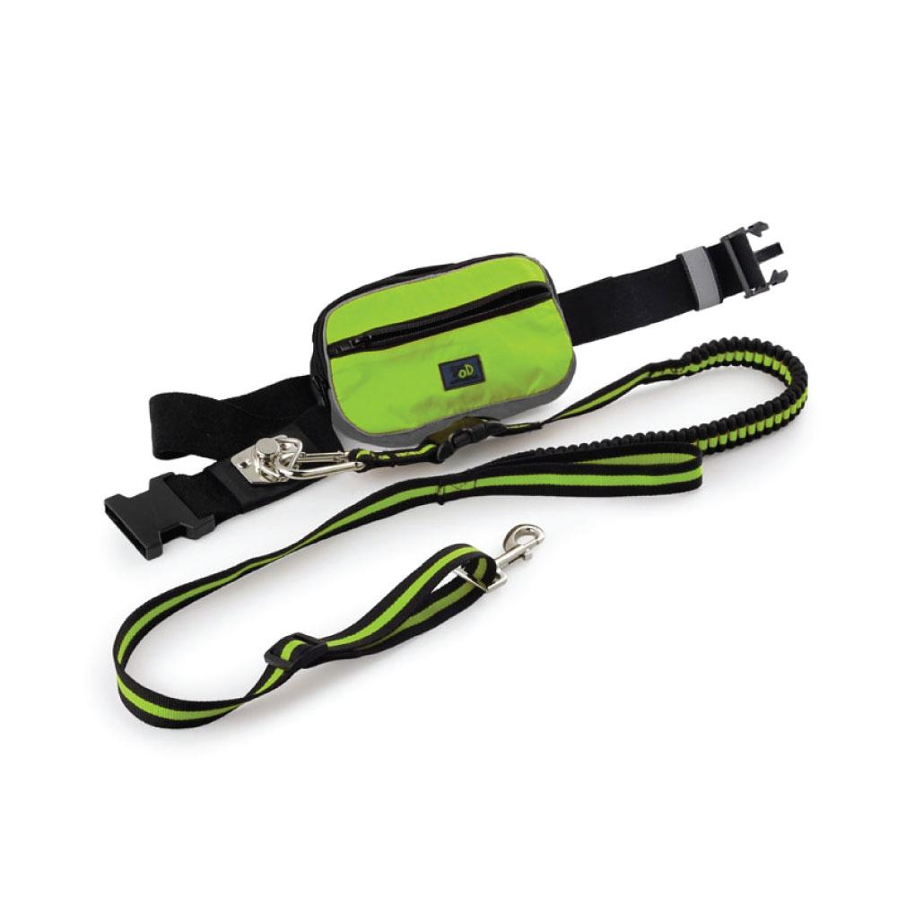 Jogging Dog Bungee Leash - Adjustable Waist Belt Bag + Hands Free Walking Lead