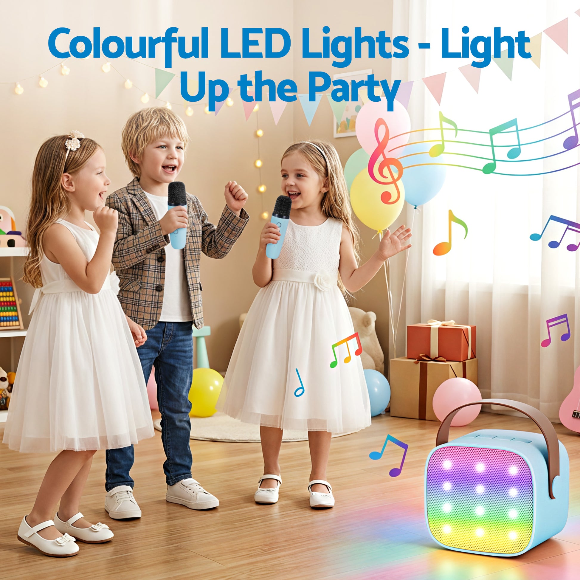 Alpha Mini Portable Karaoke Machine for Adults Kids with 2 Wireless Microphones