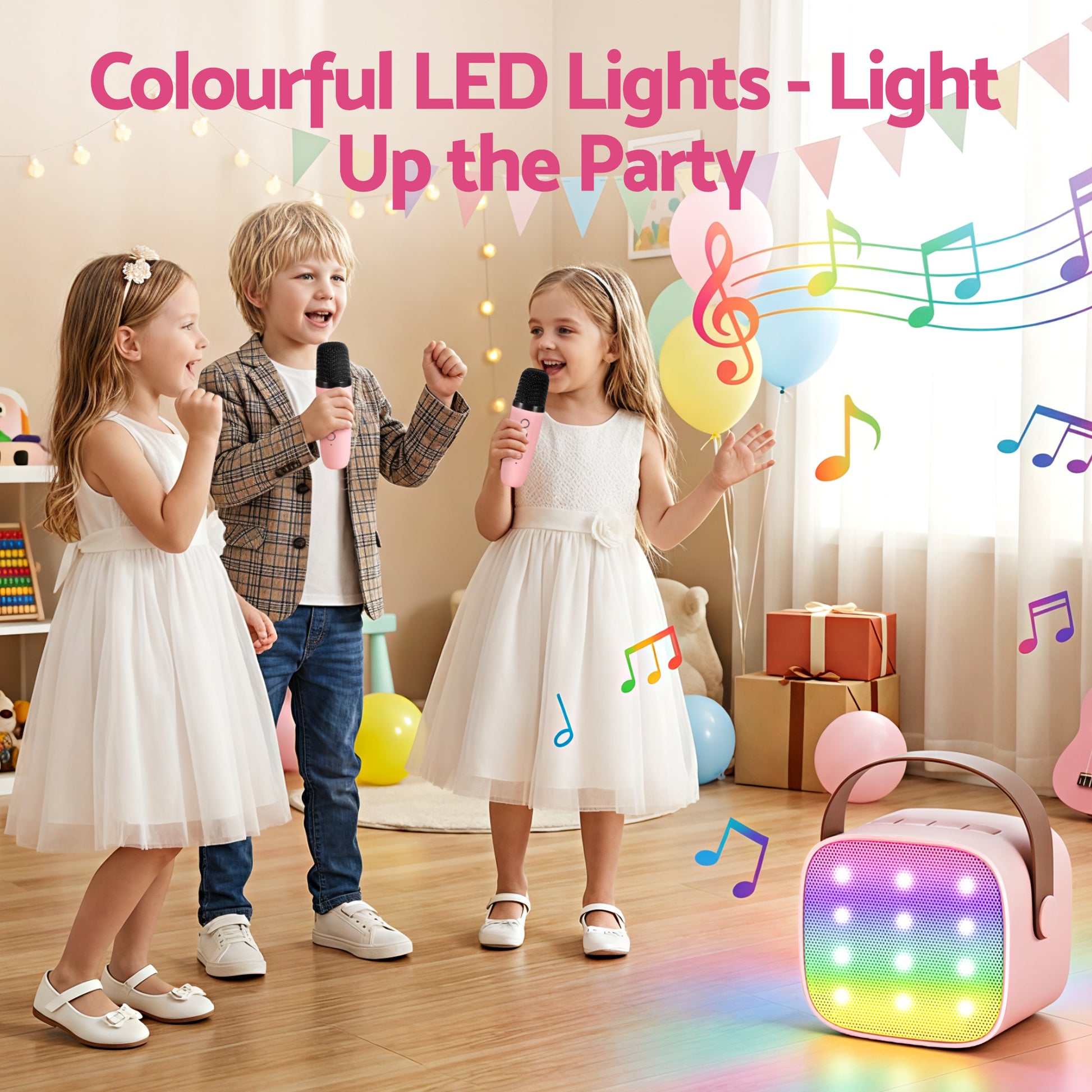 Alpha Mini Portable Karaoke Machine for Adults Kids with 2 Wireless Microphones