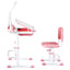 Keezi Kids Table and Chair Set Adjustable Study Desk w/ LED Lamp Reading Pink